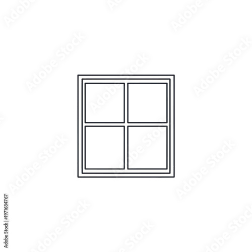 Minimal four pane window icon for architectural design and graphic resources.