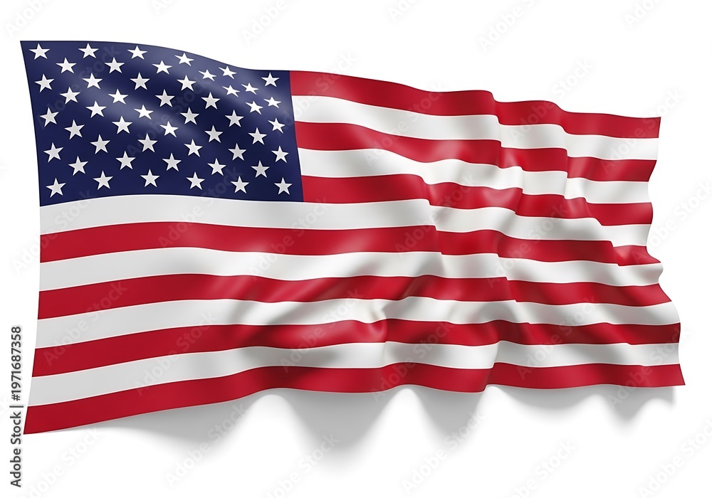 Obraz premium American flag waving with red white and blue colors freely