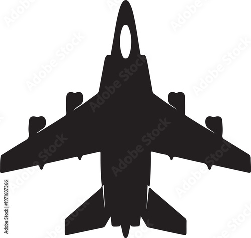 Silhouette of a fighter jet airplane in flight