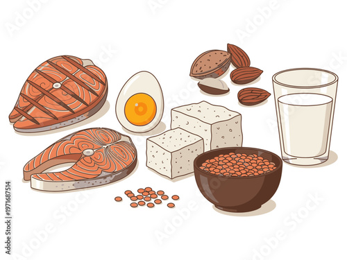 Selection of protein sources vector illustration