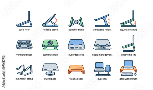 Ergonomic laptop stands with adjustable height and features