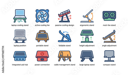 Innovative laptop stands featuring cooling fans and ergonomic designs for optimal positioning