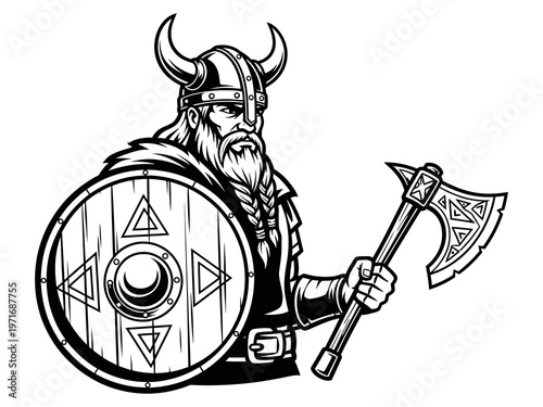 Viking black and white vector