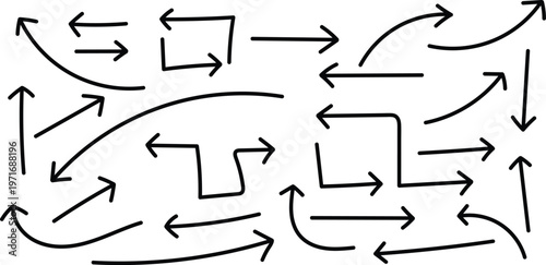 Abstract black and white arrows a complex diagram of directional movement