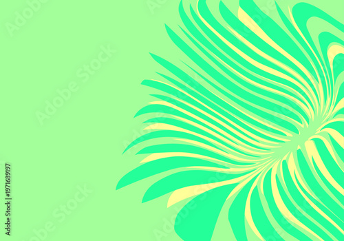 Abstract Tropical Palm Leaf Background With Green Swirl Pattern And Summer Vibes
