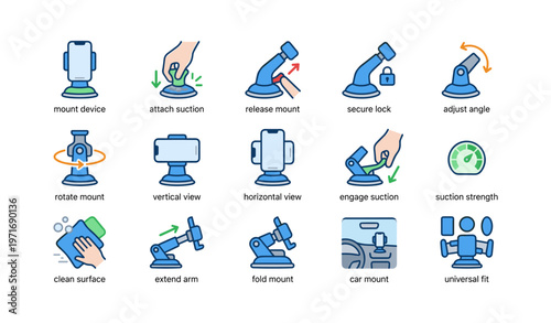 Suction mount instructions: attach, release, lock, adjust, and secure devices easily