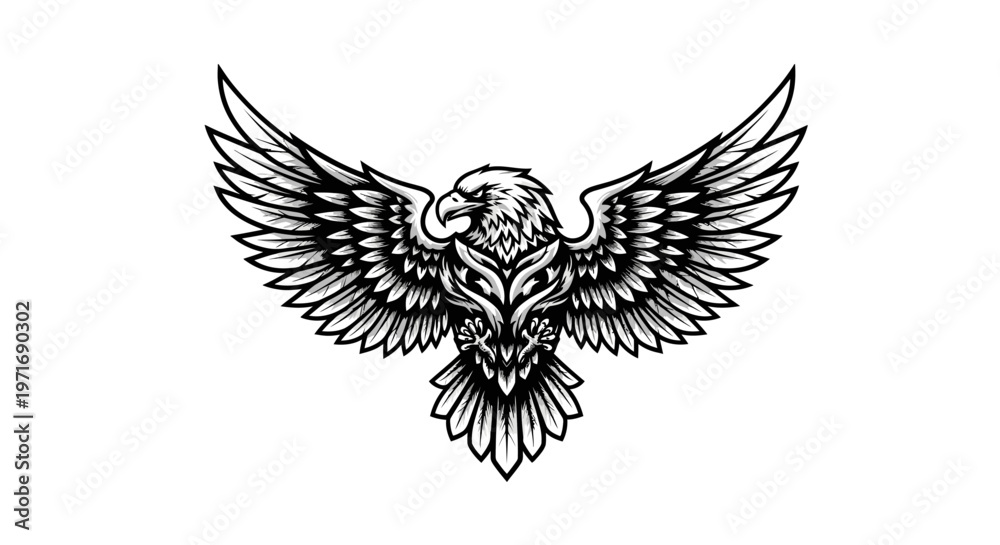 Obraz premium Soaring eagle graphic illustration on white background