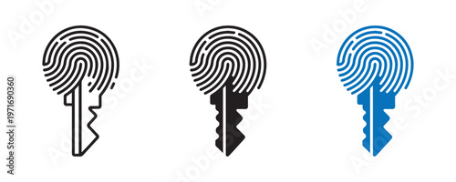 Fingerprint vectors security keys biometric data representation in vector graphics