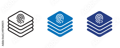 Vector graphic design three diamond shapes with fingerprint patterns modern visuals