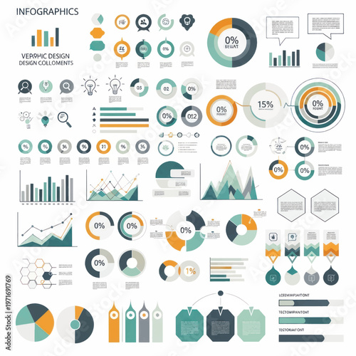 Vibrant infographic collage of charts, graphs, and data visuals.