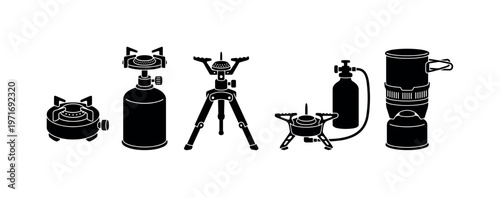 Portable camping stove burner, gas canister stove unit, folding backpacking stove, multi fuel camping stove, integrated cooking