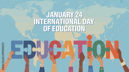 Diverse hands holding education letters up.