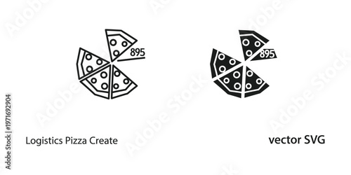 Comparison of logistics pizza create and vector svg pizza icons with slice counts