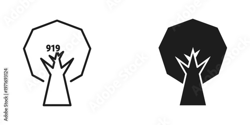 Symbolic tree representation with hand gesture and solid silhouette variations