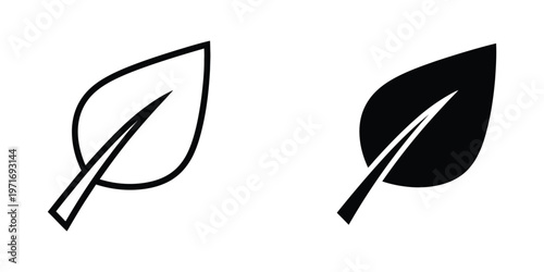 Contrast between outlined and filled leaf icons with stems