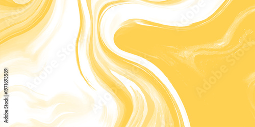 Cuadro en lienzo Abstract yellow and white marble liquid swirl background, elegant fluid acrylic