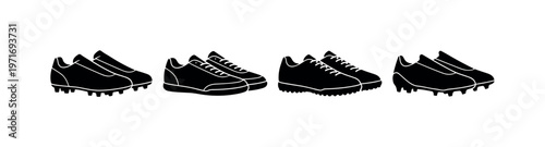 Soccer cleats shoes pair with studs, indoor futsal shoes flat sole, turf football shoes textured base, lightweight speed cleats,