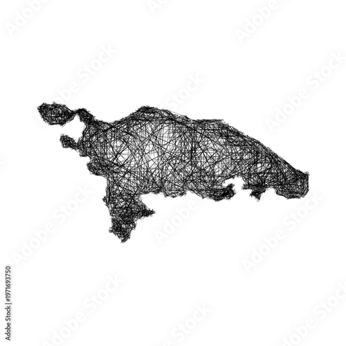 Schilderij op canvas Sketch Thurgau outline map design