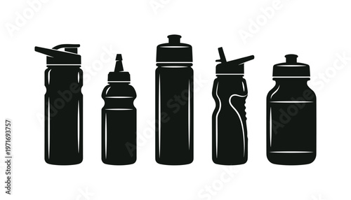 Sports water bottle with flip-top lid, squeeze hydration bottle with nozzle cap, tall gym water flask with screw lid, ergonomic