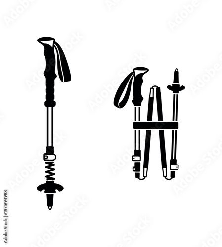 Trekking poles pair with grips, adjustable hiking poles, collapsible walking poles, shock absorbing trekking poles, ultralight