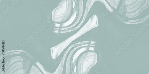 Abstract Teal and White Fluid Marble Texture with Elegant Swirls, Modern Liquid Acrylic Paint Flow Background