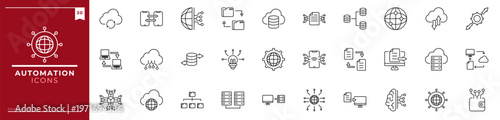 Automation, Outline icons collection. Simple vector illustration