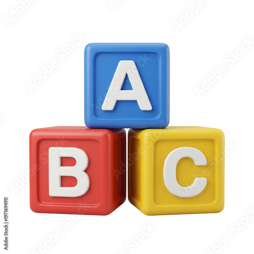 ABC alphabet building blocks isolated. Early education concept.