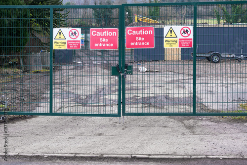 Construction site health and safety sign at entrance