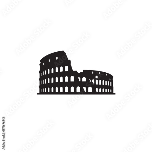 Colosseum silhouette vector white background