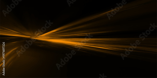 A fast car moving through highway traffic at night creates an abstract speed motion blur background with light trails across the asphalt road