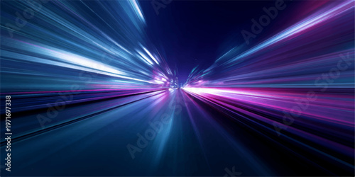 Abstract blue motion background featuring glowing laser rays and a bright star burst pattern with high speed energy light in space