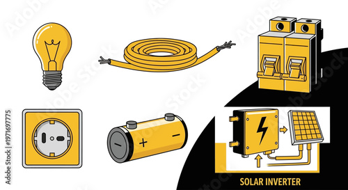 Solar Inverter System Components Illustration.