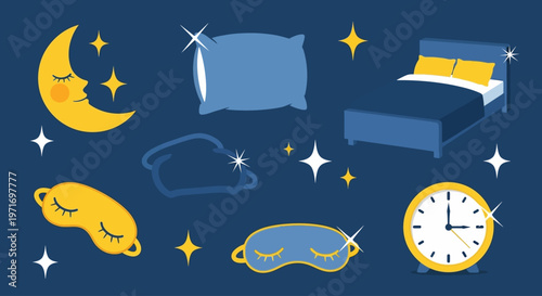 Sleeping Accessories and Bed with Clock.