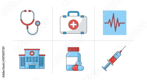 Medical Icons Representing Healthcare Services.