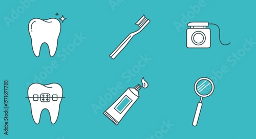 Dental Care Icons Toothbrush Toothpaste Dental Tools.