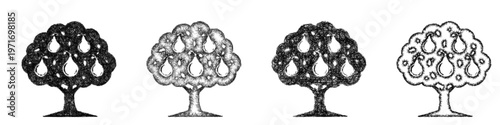 Sketch fig tree icon design set