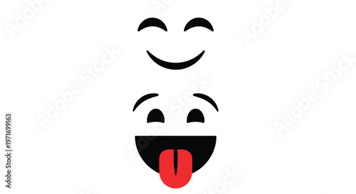 A smiling face with a tongue sticking out in a vector graphic illustration design