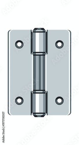 Metal Hinge with Screws and Pins.