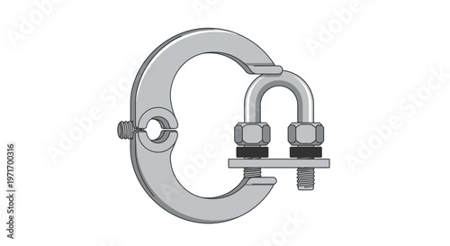 Metal Pipe Clamp with Bolts and Nut.
