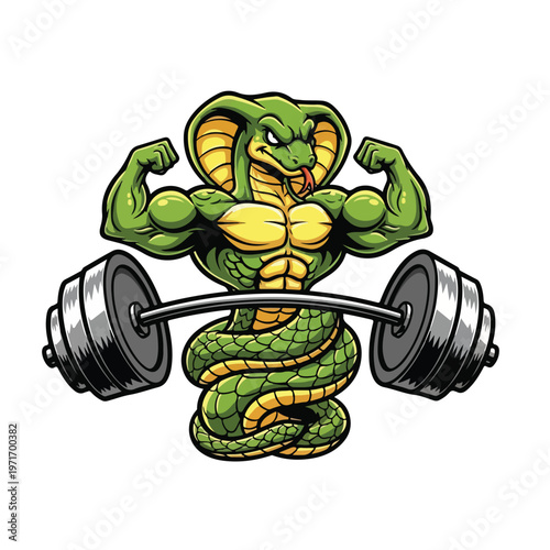 Snake Muscle Monster Lifting Heavy Barbell