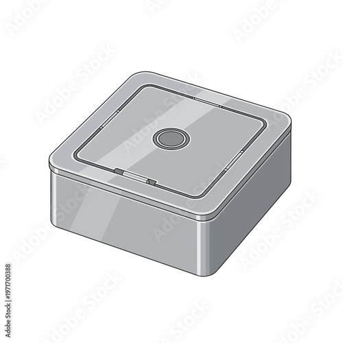 Silver Metal Container with Hinged Lid.