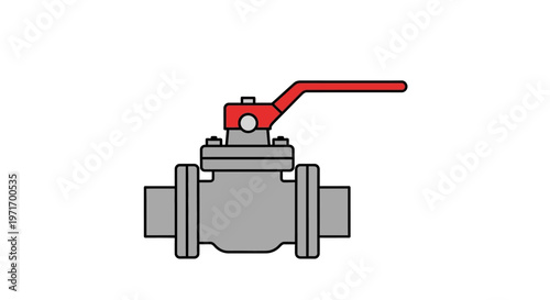 Industrial Valve with Red Handle Illustration.