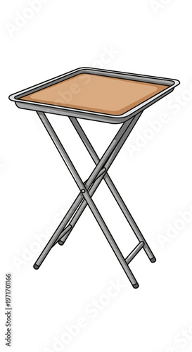 Metal Folding Table with Wooden Top.