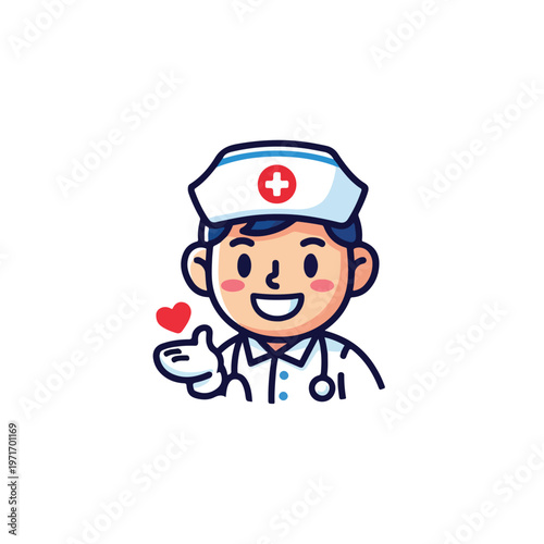 Medical Caregiver Doctor with Heart Gesture