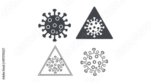 Vector graphic illustrations of coronavirus icons in various designs and styles for health and medical use