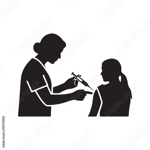 Nurse giving injection to child medical vaccination icon healthcare concept for clinics and hospitals isolated on white background