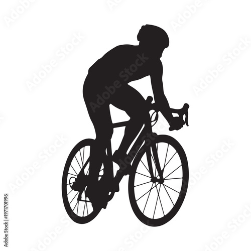 Silhouette of a cyclist on a road bike dynamic vector illustration for sports and fitness concepts isolated on white background