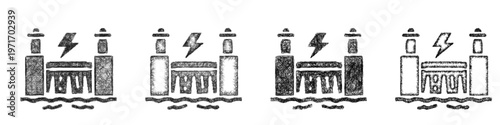Sketch hydropower icon design set