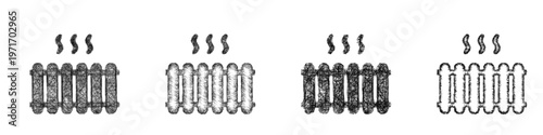Sketch radiator icon design set