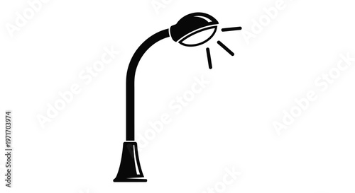 Vector illustration of a modern street lamp with a sleek design and light rays